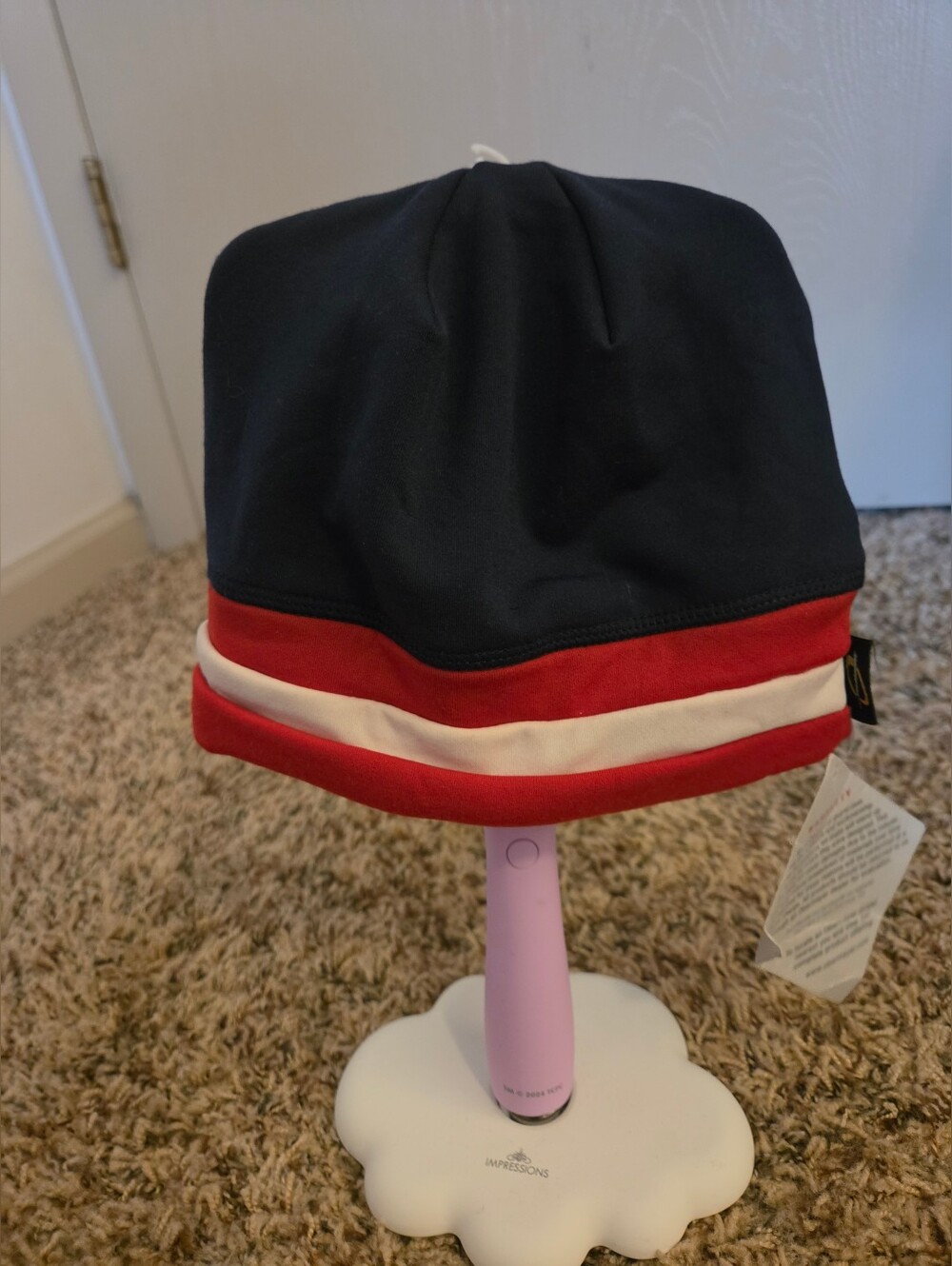 Obermeyer Vintage Juniors Red And Navy Hat NWT Stretchy Fall Winter
